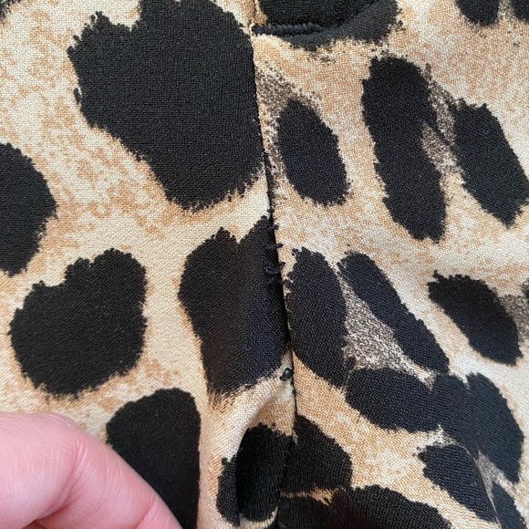 Zara Tan Black Leopard Print Crop Trousers Cheetah Pants - Picture 8 of 8